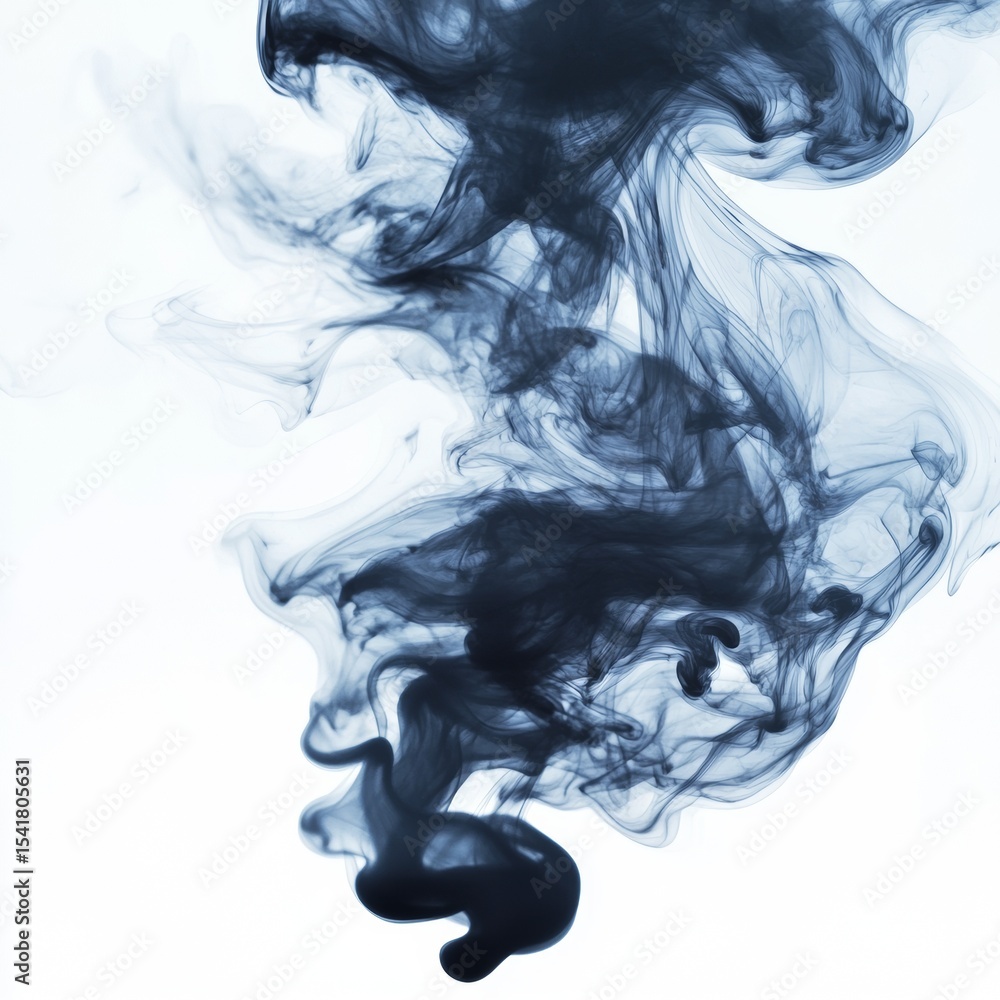 Fototapeta premium Abstract Black Smoke Swirling in Soft White Background