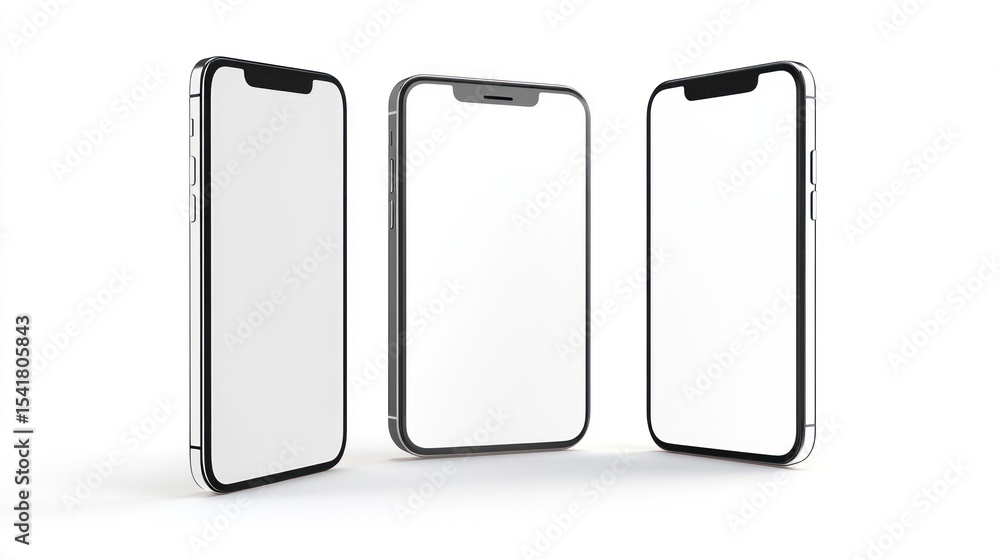 Three smartphones in various angles Three smartphones in various angles