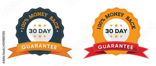 30 Day Money Back Guarantee Badge Icons Set