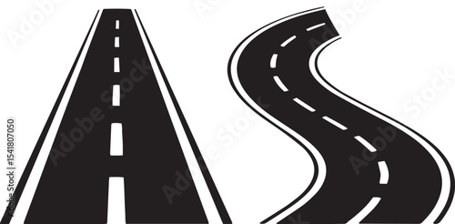 road silhouette, road outline, highway silhouette, street vector icon, pathway symbol, blacktop silhouette, street design, road trip icon, lane graphic, route outline