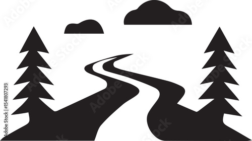 road silhouette, road outline, highway silhouette, street vector icon, pathway symbol, blacktop silhouette, street design, road trip icon, lane graphic, route outline
