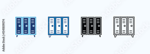 Locker icon set multiple style collection