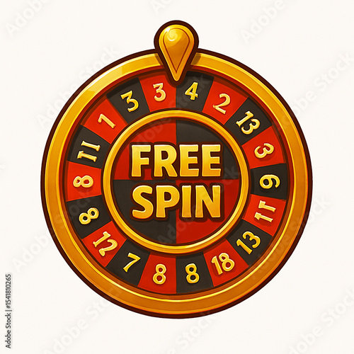 A colorful, circular carnival wheel with the text 
