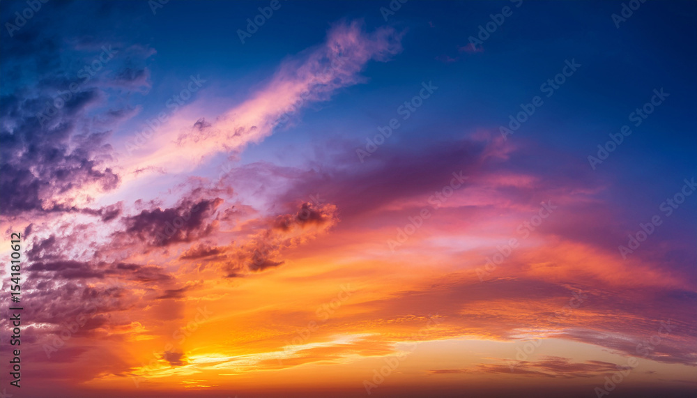 Obraz premium colorful dramatic cloudy sky at sunset gradient color sky texture abstract nature background horizontal banner