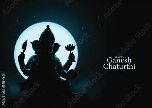 Silhouette vector illustration of lord ganpati for happy Ganesh Chaturthi festival of India. Creative background design.