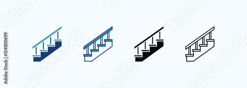 Stairs icon set multiple style collection