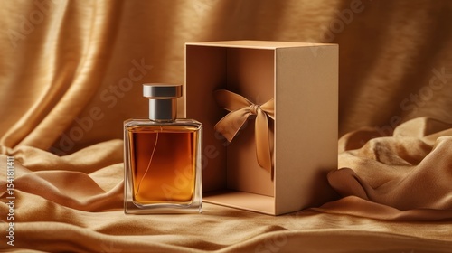 Amber perfume bottle in a gift box