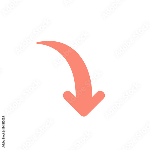 Directional Down Bottom Pointing Arrow, red arrow