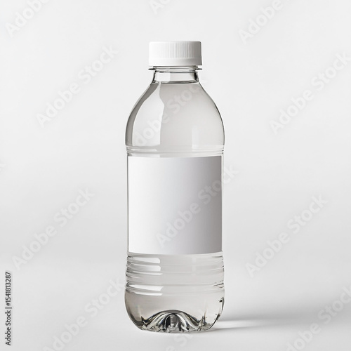 Clear Plastic Water Bottle with Blank Label Mockup for Branding and Design
