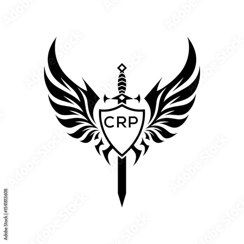 CRP "Heraldic Sword Shield Wing Emblem with CRP Initials  – CRP Later Logo Military Logo Design Vector"
