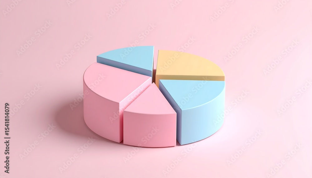Obraz premium Pastel Pie Chart on Pink.