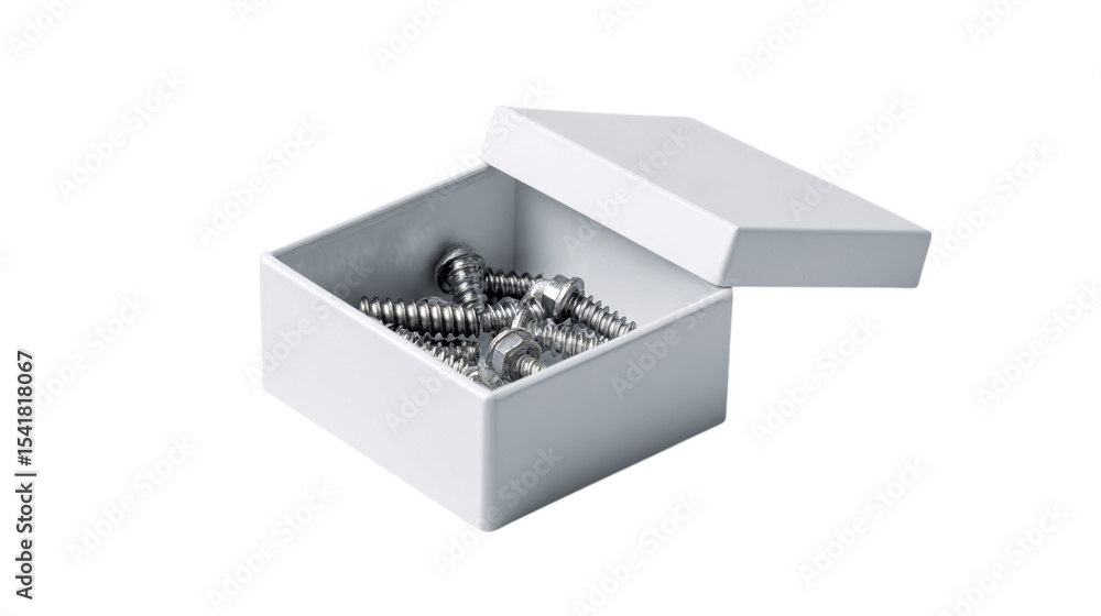 Fototapeta premium A matte-finish screw box, white background --ar 16:9
