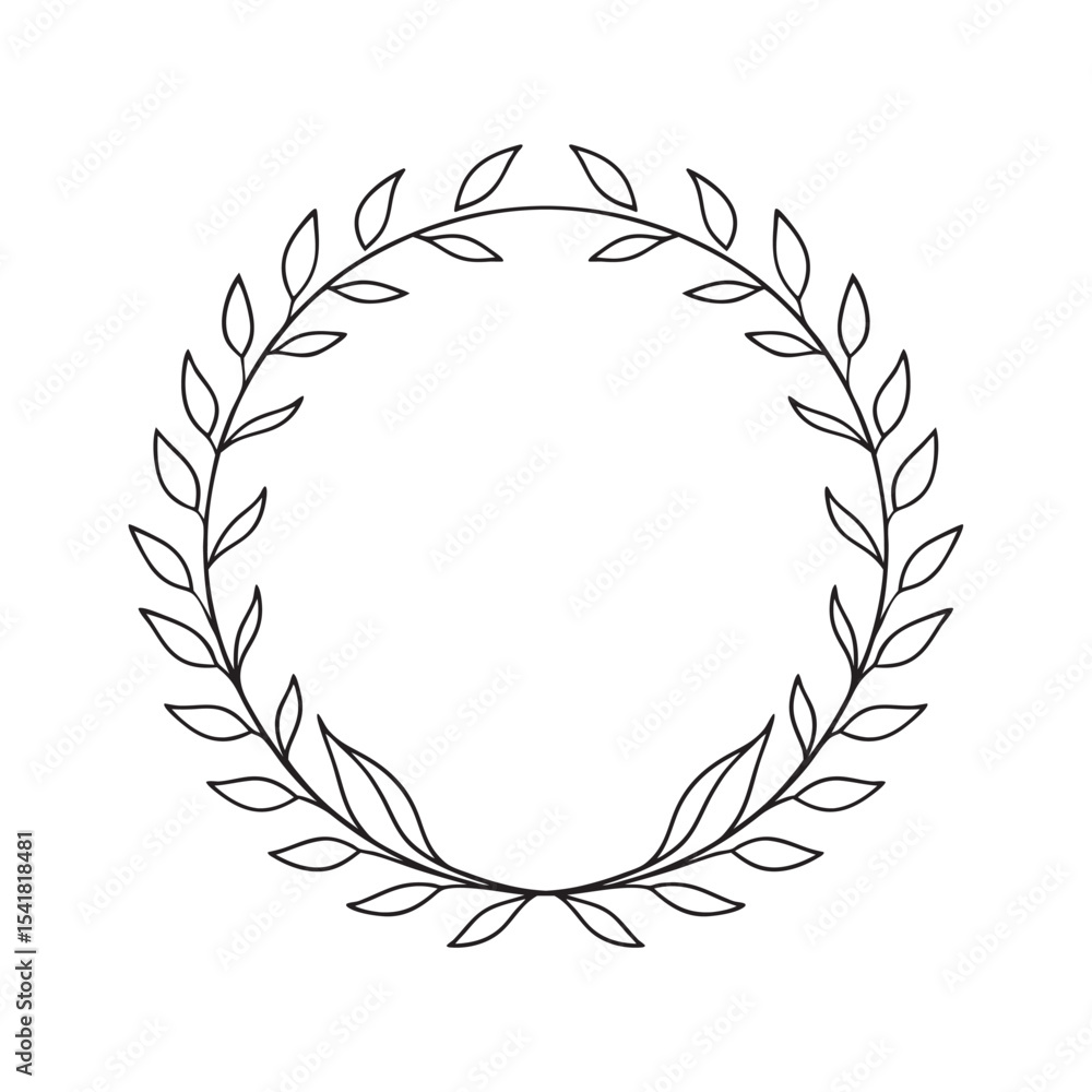 Fototapeta premium Botanical Frame Outline Silhouette on White Background