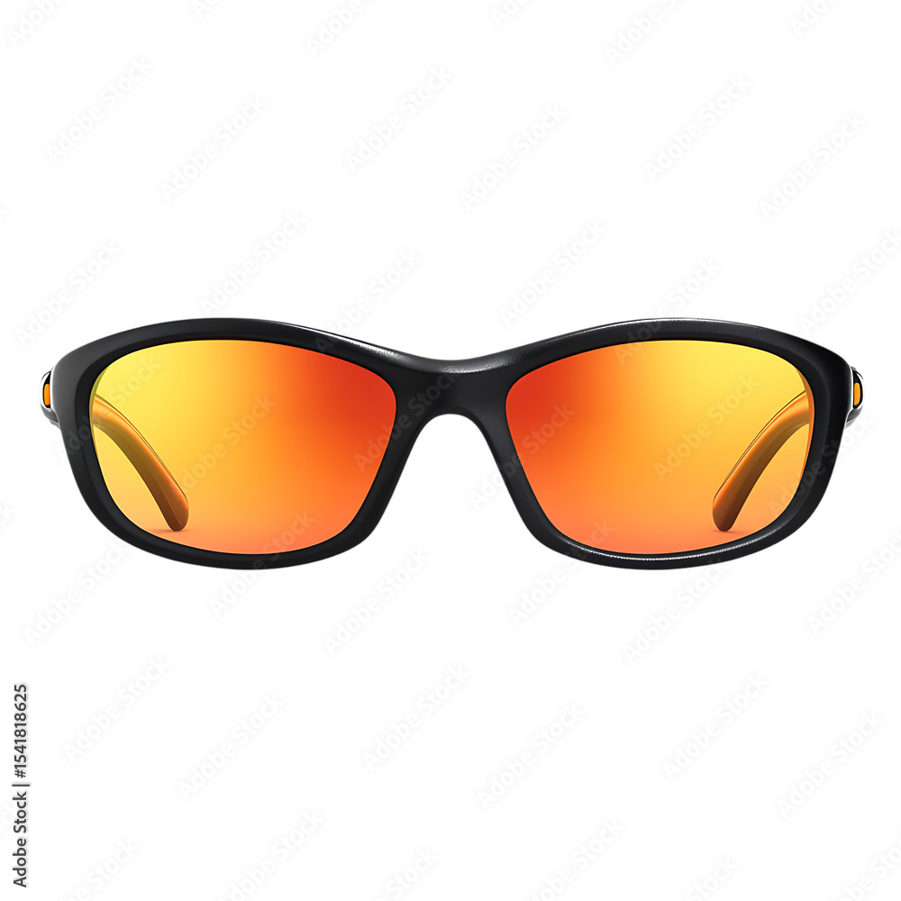 Stylish black sunglasses with orange lenses png Stylish black sunglasses with orange lenses png