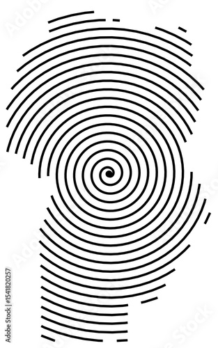 Symbol Map of the Province Cordoba (Argentina) showing the territory with a black spiral line