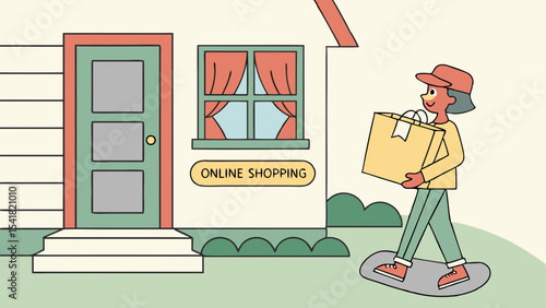 Cartoon vector illustration of people: a man vacuuming at home, a boy going to school with a book, and a businessman with a suitcase
