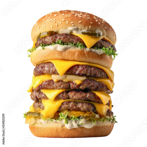 Cheeseburger Stack Photo Stock Object PNG Transparent