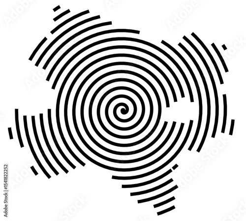 Symbol Map of the Bundesland Niederoesterreich (Austria) showing the Bundesland with a black spiral line