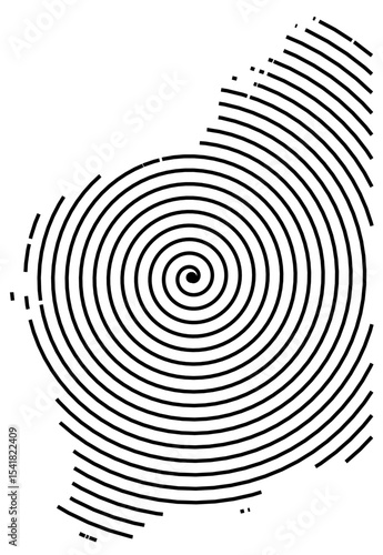 Symbol Map of the State Western Australia (Australia) showing the territory with a black spiral line