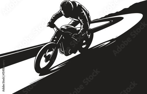 Silhouette of Racing Cyclist. Speed, competition, sport, road, athlete. Vector illustration on white background