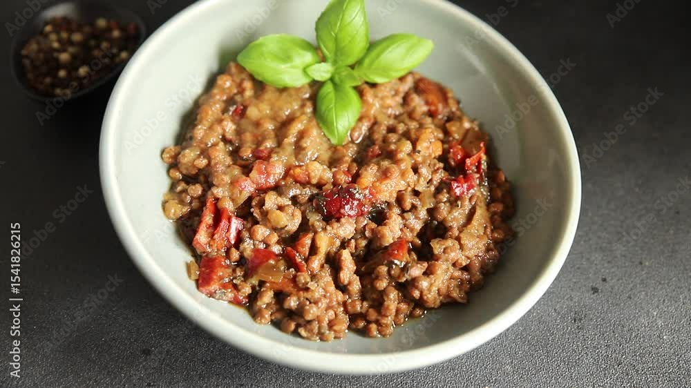 Lentil dish vegetables and roasted peppers savory vegetable fresh vegetarian and vegan food gourmet food background on the table rustic food top view copy space keto and paleo diet Lentil dish vegetables and roasted peppers savory vegetable fresh vegetarian and vegan food gourmet food background on the table rustic food top view copy space keto and paleo diet
