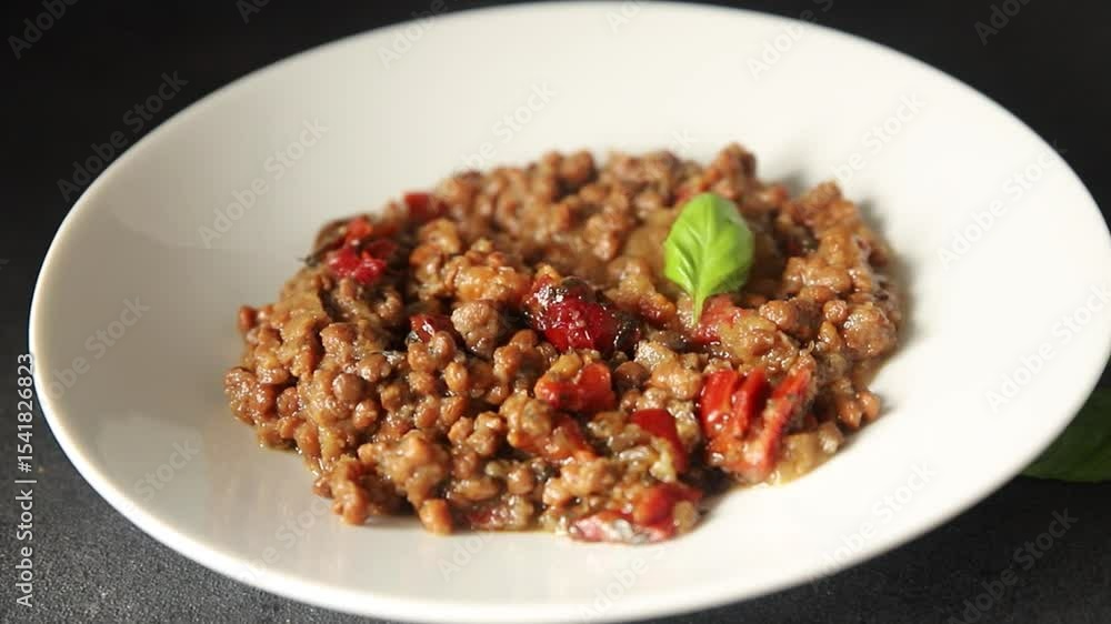 Lentil dish vegetables and roasted peppers savory vegetable fresh vegetarian and vegan food gourmet food background on the table rustic food top view copy space keto and paleo diet Lentil dish vegetables and roasted peppers savory vegetable fresh vegetarian and vegan food gourmet food background on the table rustic food top view copy space keto and paleo diet