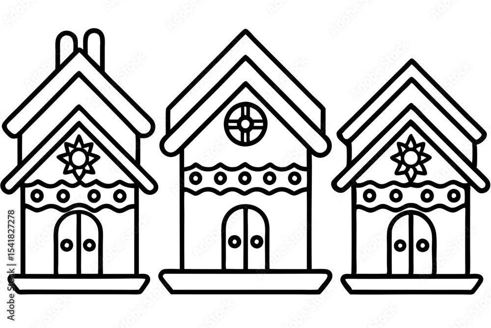 Gingerbread House Line Art Set Gingerbread House Line Art Set