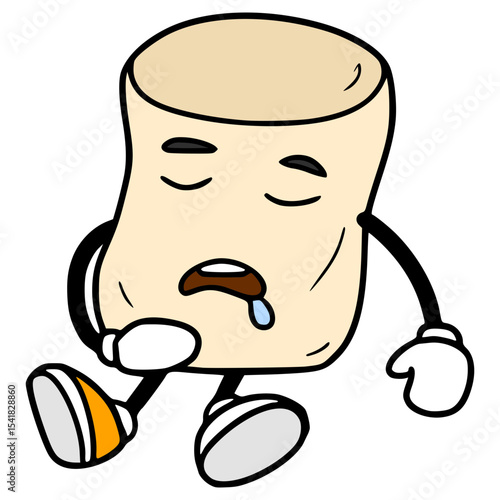 marshmallow character sleep illustration hand drawn isolated vector