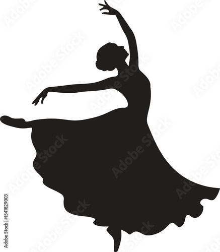 Silhouette of Indian Dancer. Tradition, culture, movement, heritage, art. Vector illustration on white background