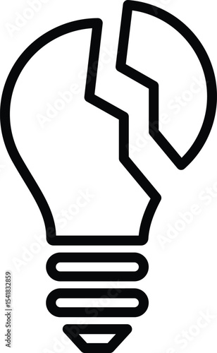 Outline broken lamp icon illustration isolated. broken light bulb  
