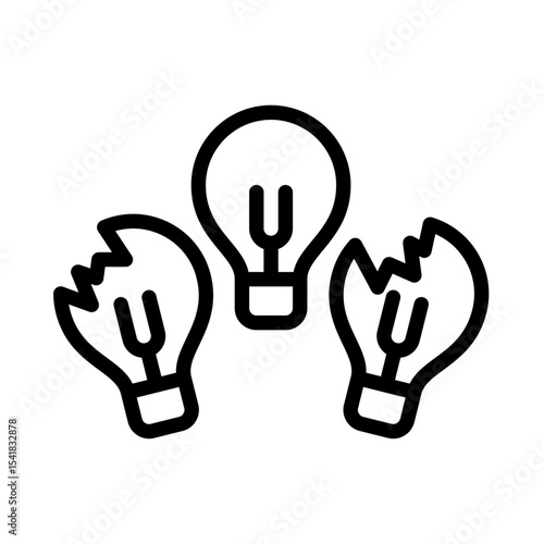bulb waste outline icon. broken bulb black line illustration.
