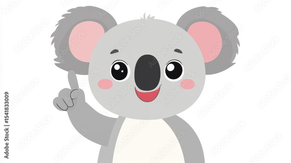 Naklejka premium Cute koala pointing with a friendly expression.