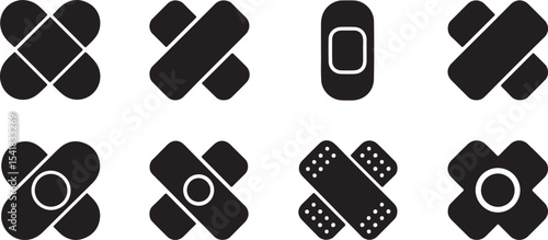 Collection of adhesive bandage icons black