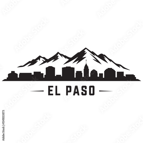 El Paso skyline silhouette. Black El Paso city. Vector black silhouette. with white background
