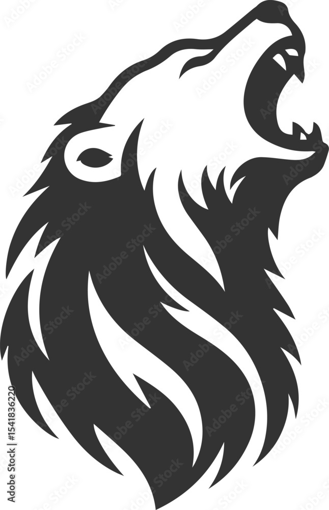 Fototapeta premium Silhouette of a polar bear animal vector black illustration
