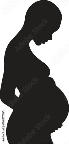 Silhouette of Pregnant Woman. Motherhood, maternity, care, expecting. Vector illustration on white background