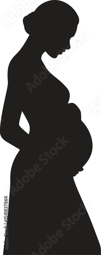 Silhouette of Pregnant Woman. Motherhood, maternity, care, expecting. Vector illustration on white background