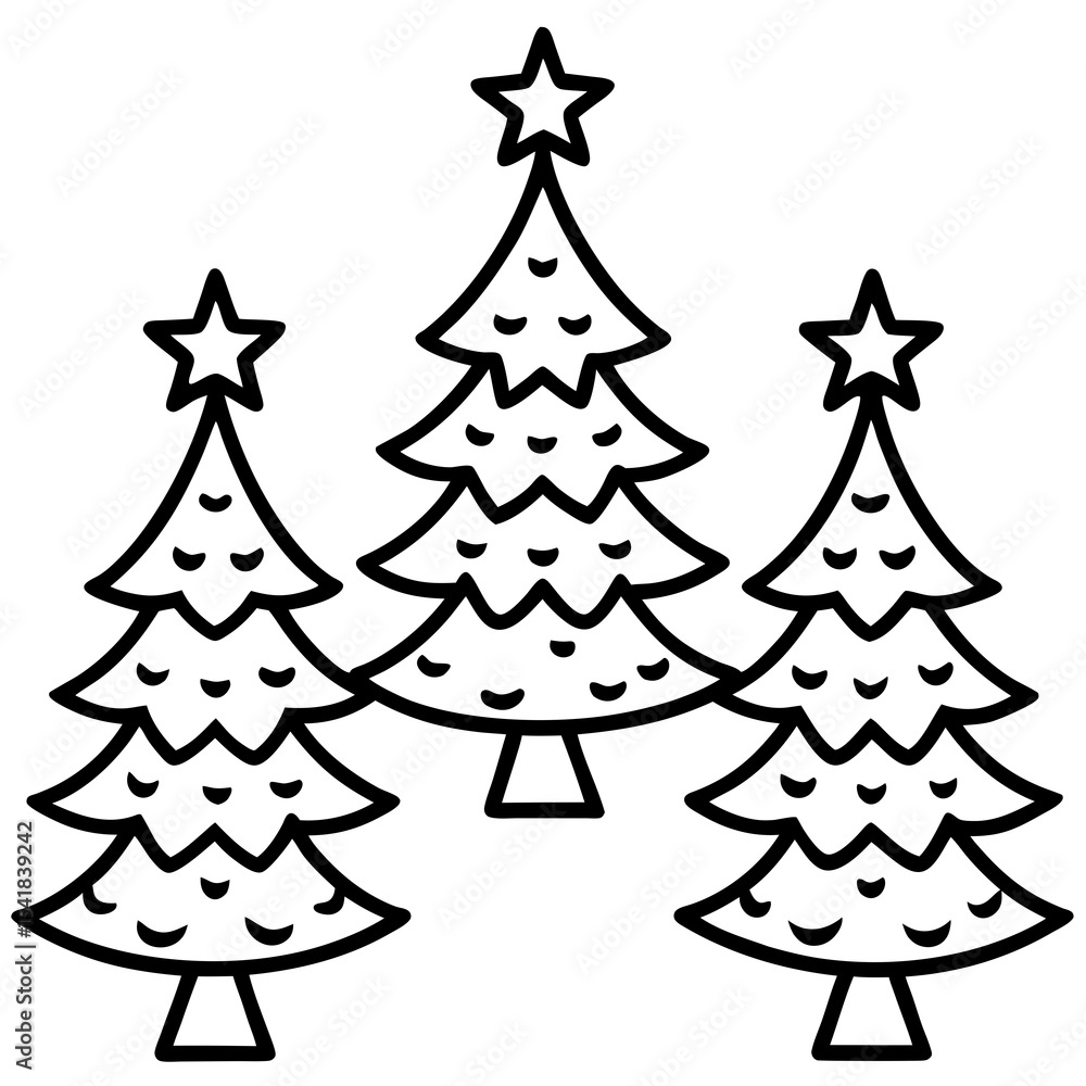 Obraz premium Hand-Drawn Christmas Tree Outline Set