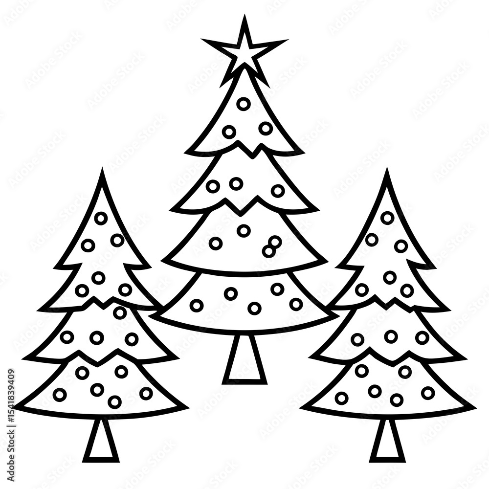 Obraz premium Hand-Drawn Christmas Tree Outline Set