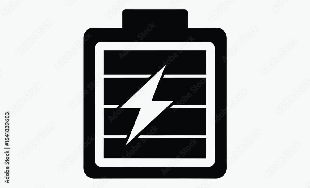 Obraz premium battery icon silhouette, Electric Power, Bolt Striking Battery Silhouette Icon, Clean, modern design for energy, technology