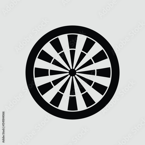 Black and white dartboard icon design element for sport and competition imagery