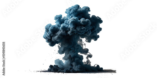Image of colorful smoke plume in pink, blue hues against isolated on transparent background