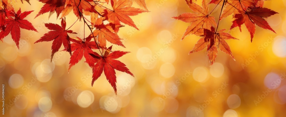 The Beautiful Red Maple Leaves Against a Warm Glowing Background The Beautiful Red Maple Leaves Against a Warm Glowing Background