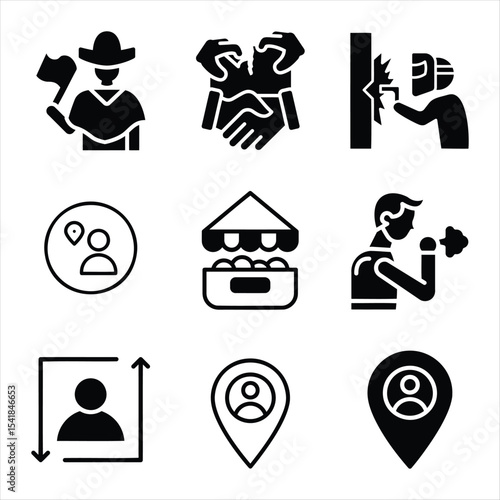 Glyph Icon Set Featuring Job Roles Location Pin User And Collaboration Elements
