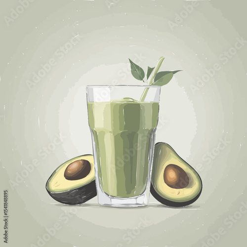 vector illustration avocado juice 