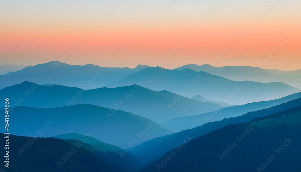 minimalist illustration of layered mountains in soft blue and orange hues under a calm sky minimalist illustration of layered mountains in soft blue and orange hues under a calm sky