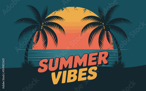 Wallpaper Mural Retro Summer Vibes Beach Sunset Poster Design Torontodigital.ca