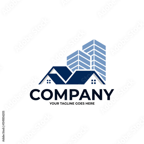 house and skyscraper building logo