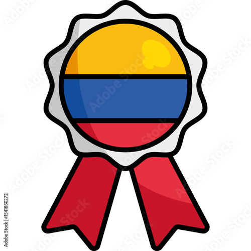 Golden medal with Colombian national flag ribbon