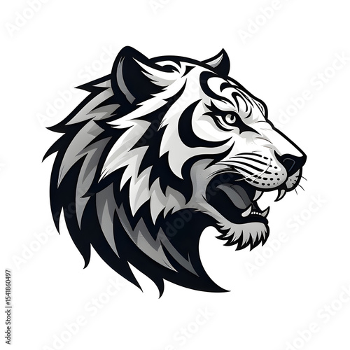 Wallpaper Mural Monochrome Tiger Head mascot logo Torontodigital.ca